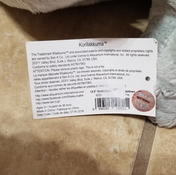 San-X Korilakkuma Laying Gray Cat 14 Inch Plush - Picture 9 of 9